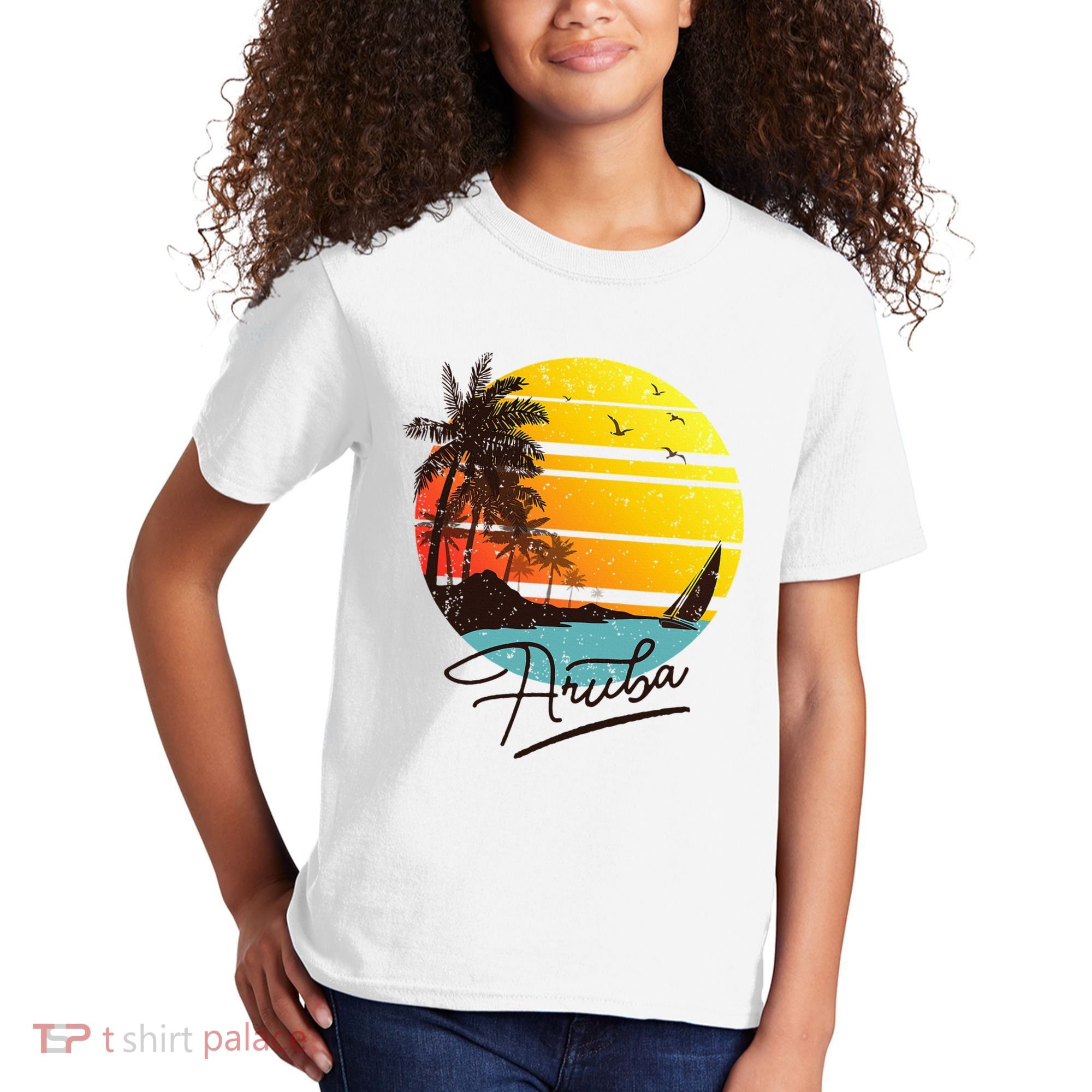 Aruba Retro Summer Tropical Beach Kids T-Shirt