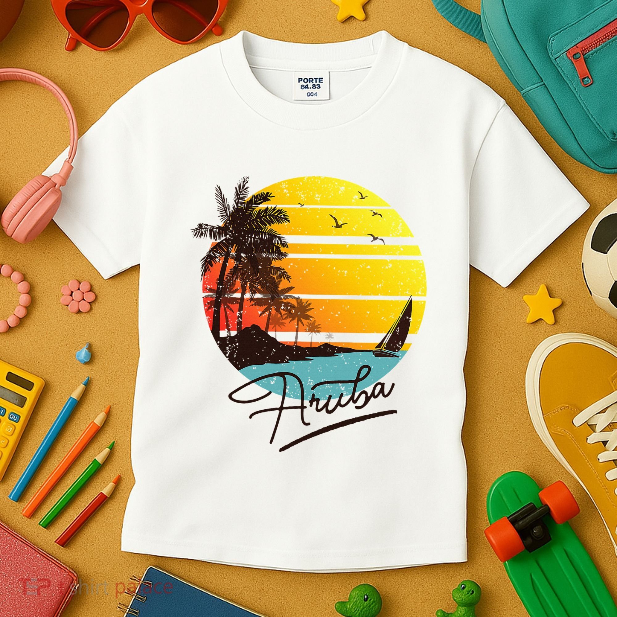 Aruba Retro Summer Tropical Beach Kids T-Shirt