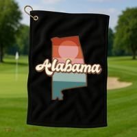 Alabama Retro Sunset Logo Golf Towel thumb 1