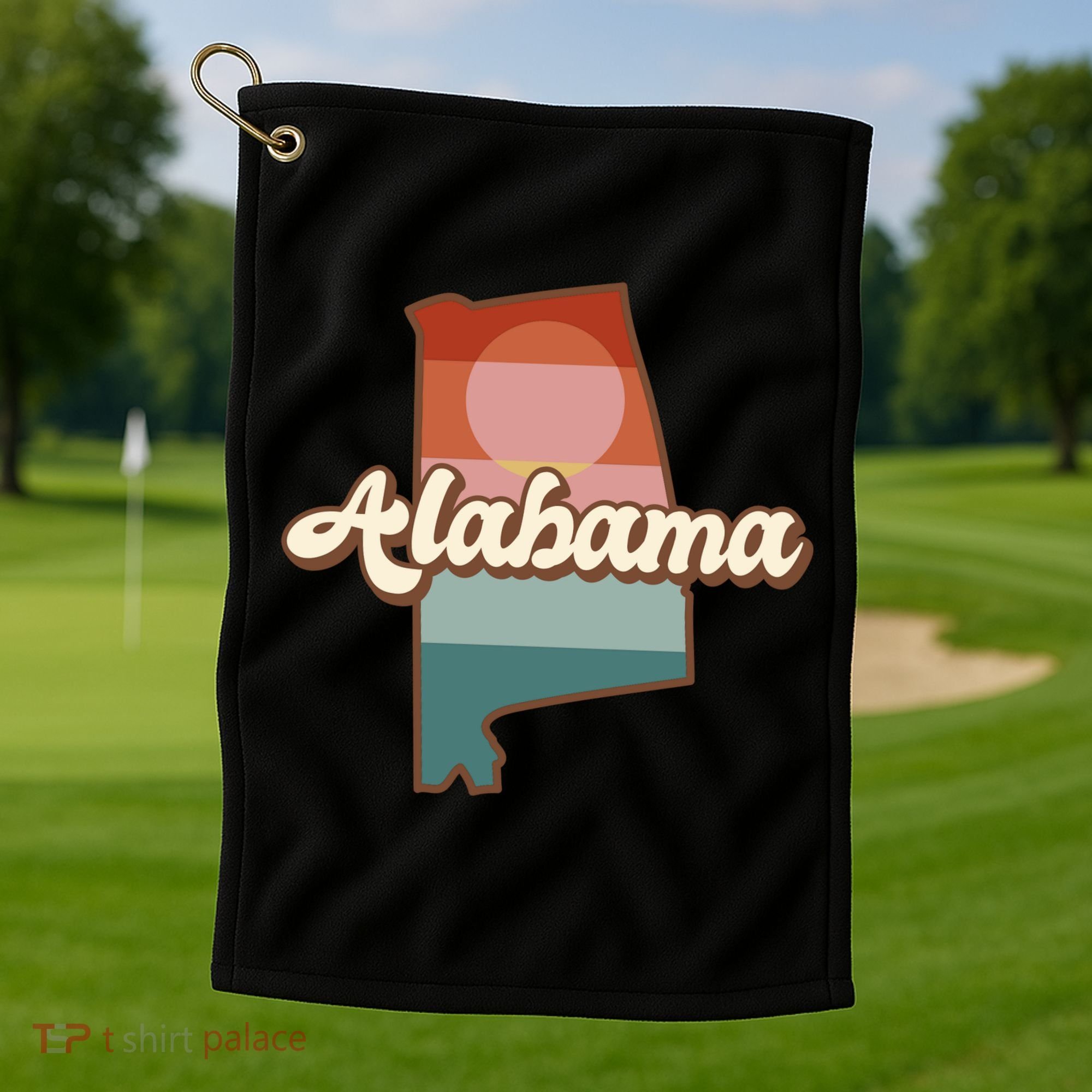 Alabama Retro Sunset Logo Golf Towel