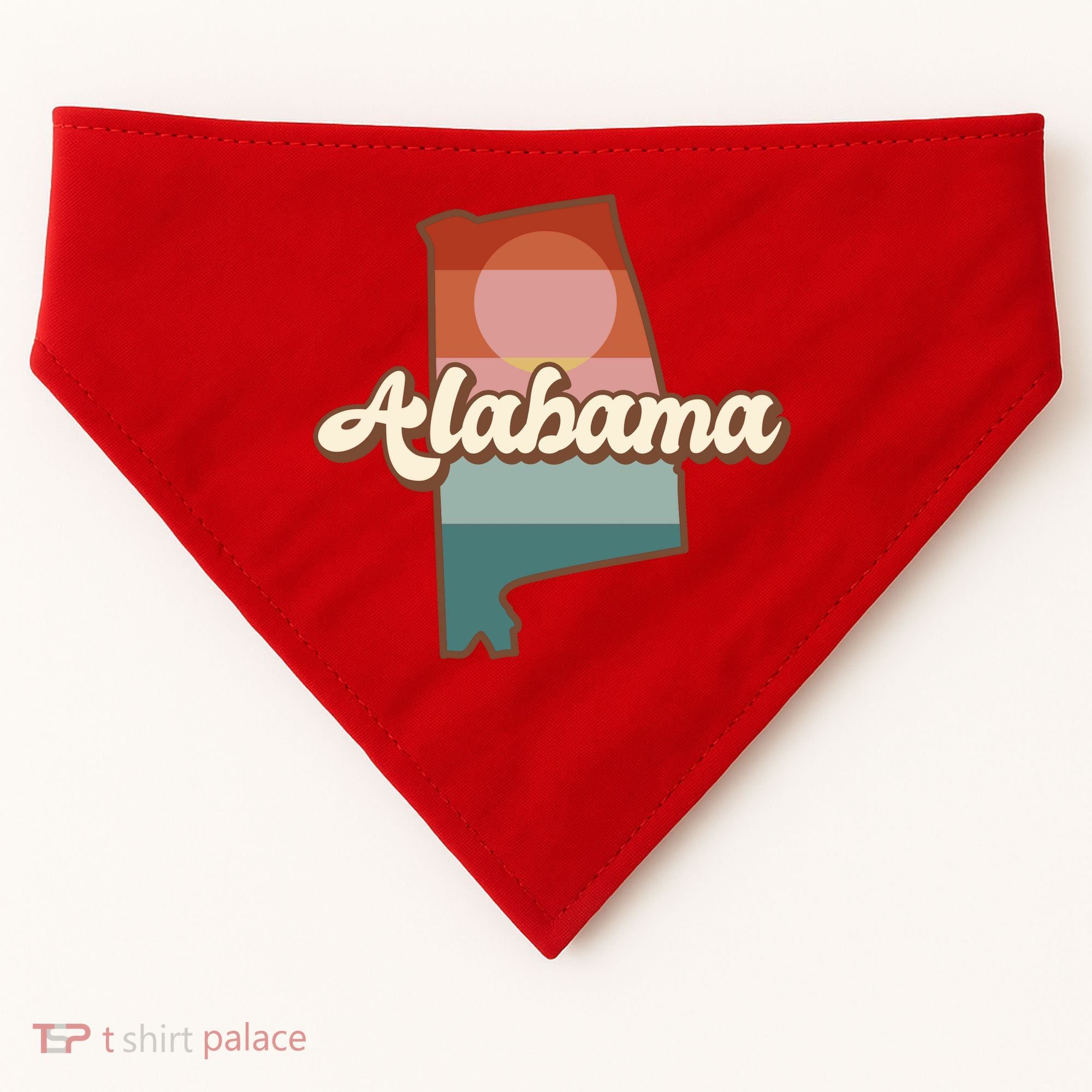 Alabama Retro Sunset Logo USA-Made Doggie Bandana