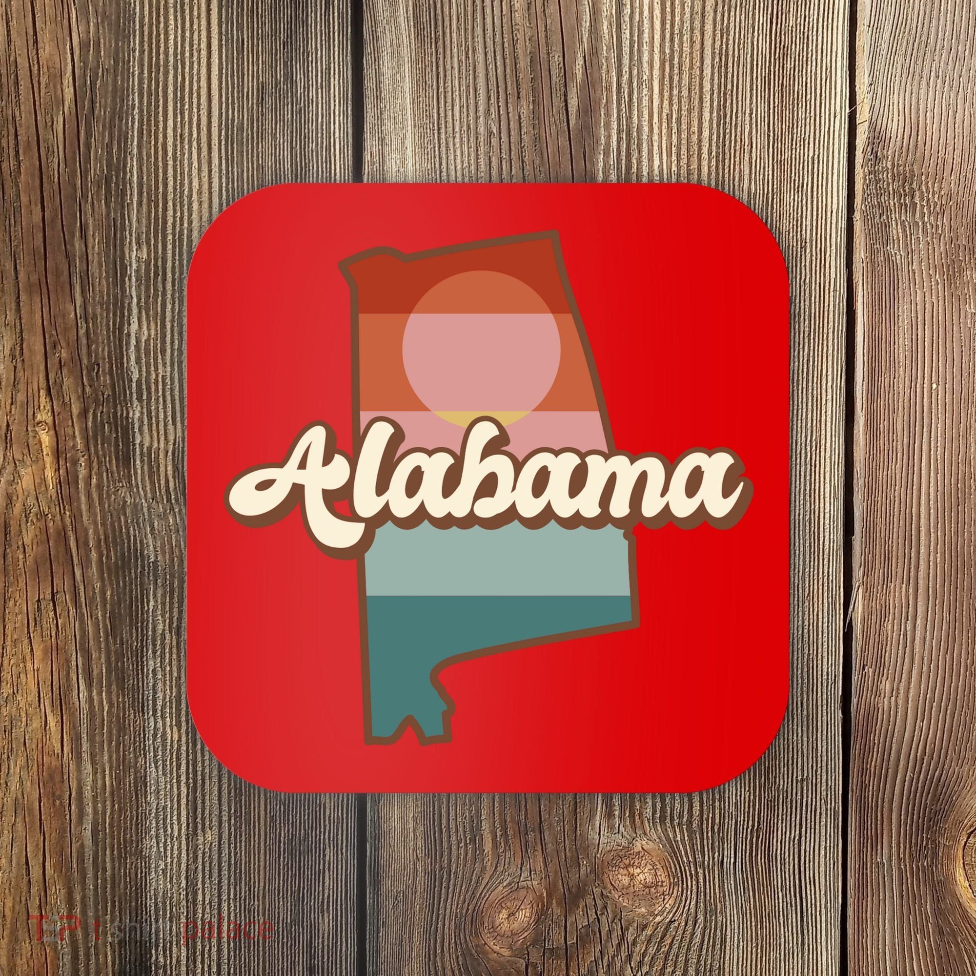 Alabama Retro Sunset Logo Coaster