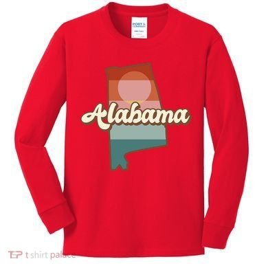 Alabama Retro Sunset Logo Kids Long Sleeve Shirt