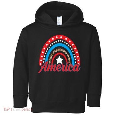 America Rainbow Star 4th Of July Toddler Hoodie