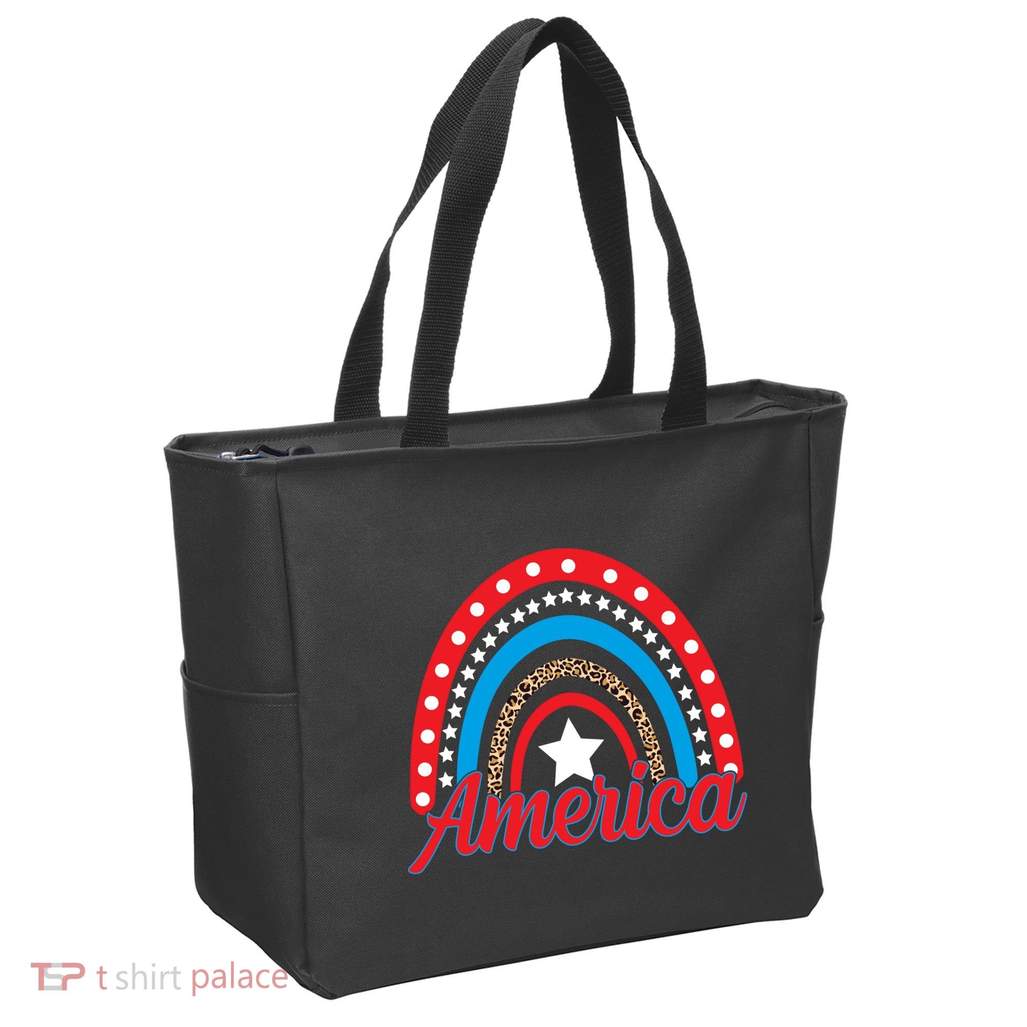 America Rainbow Star 4th Of July Tote Bag