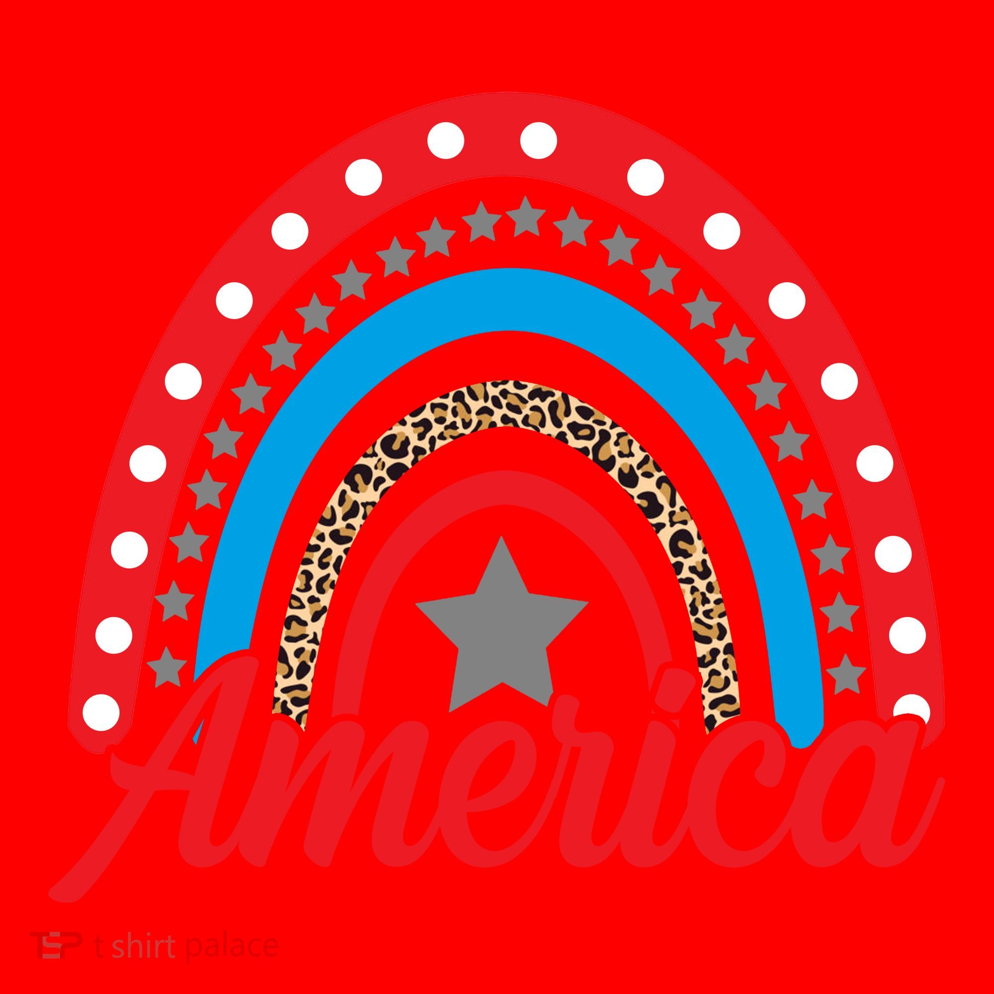 America Rainbow Star 4th Of July Santa Hat