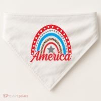 America Rainbow Star 4th Of July USA-Made Doggie Bandana thumb 0