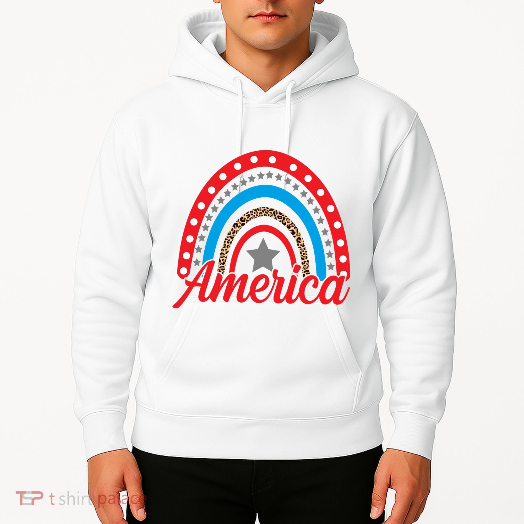 America Rainbow Star 4th Of July Hoodie