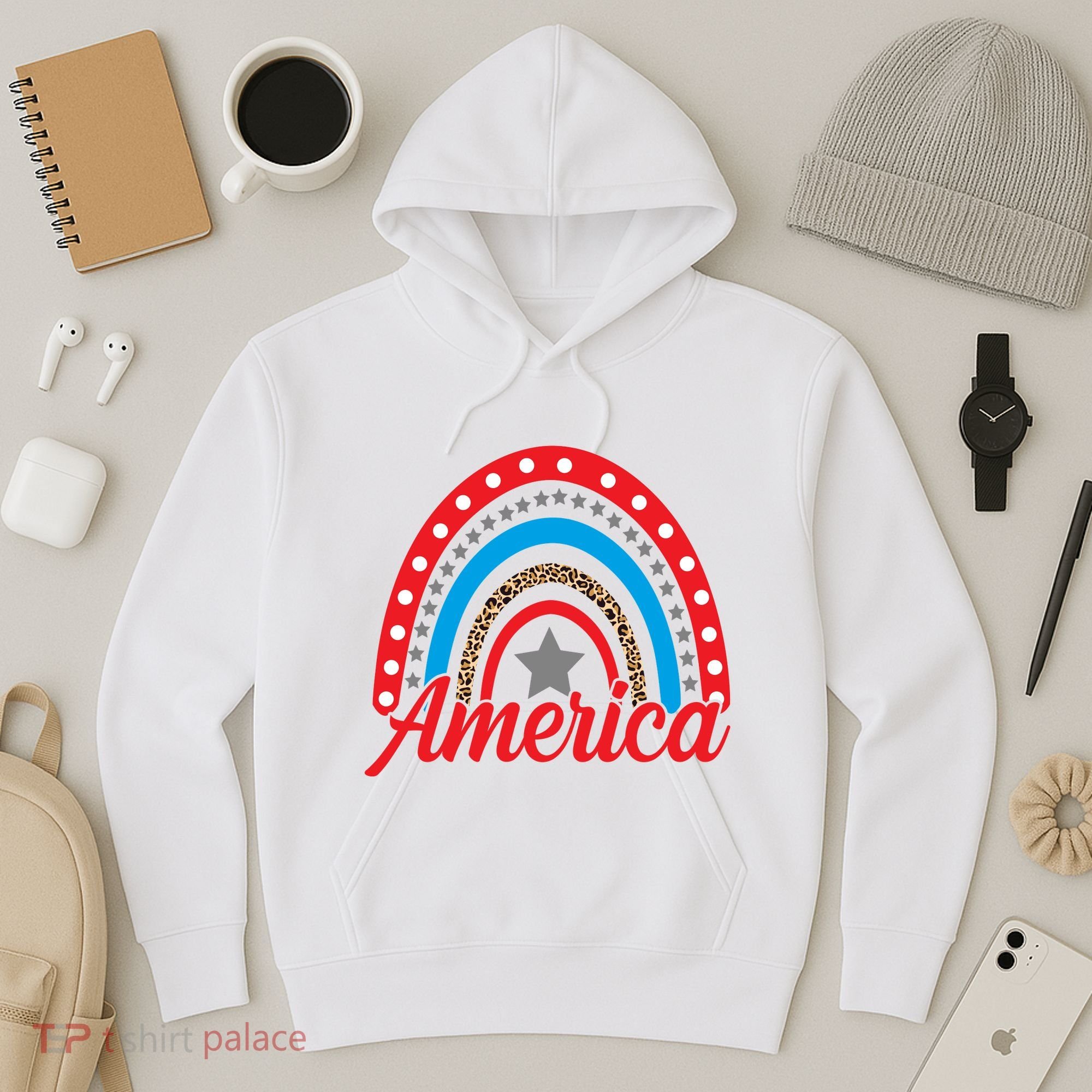 America Rainbow Star 4th Of July Hoodie