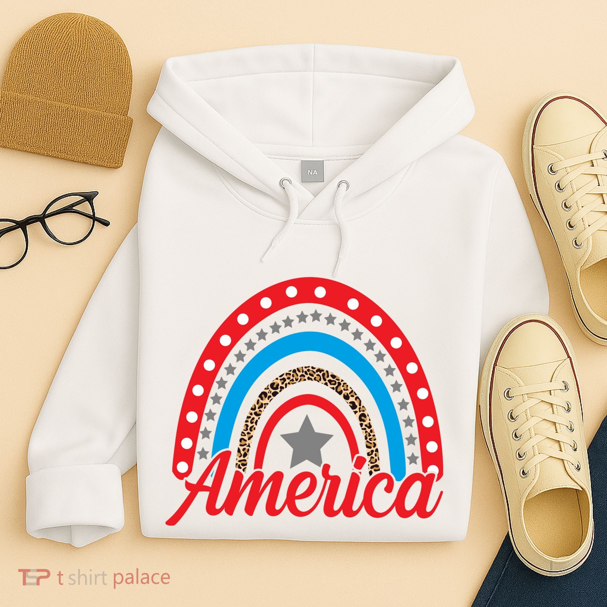 America Rainbow Star 4th Of July Hoodie