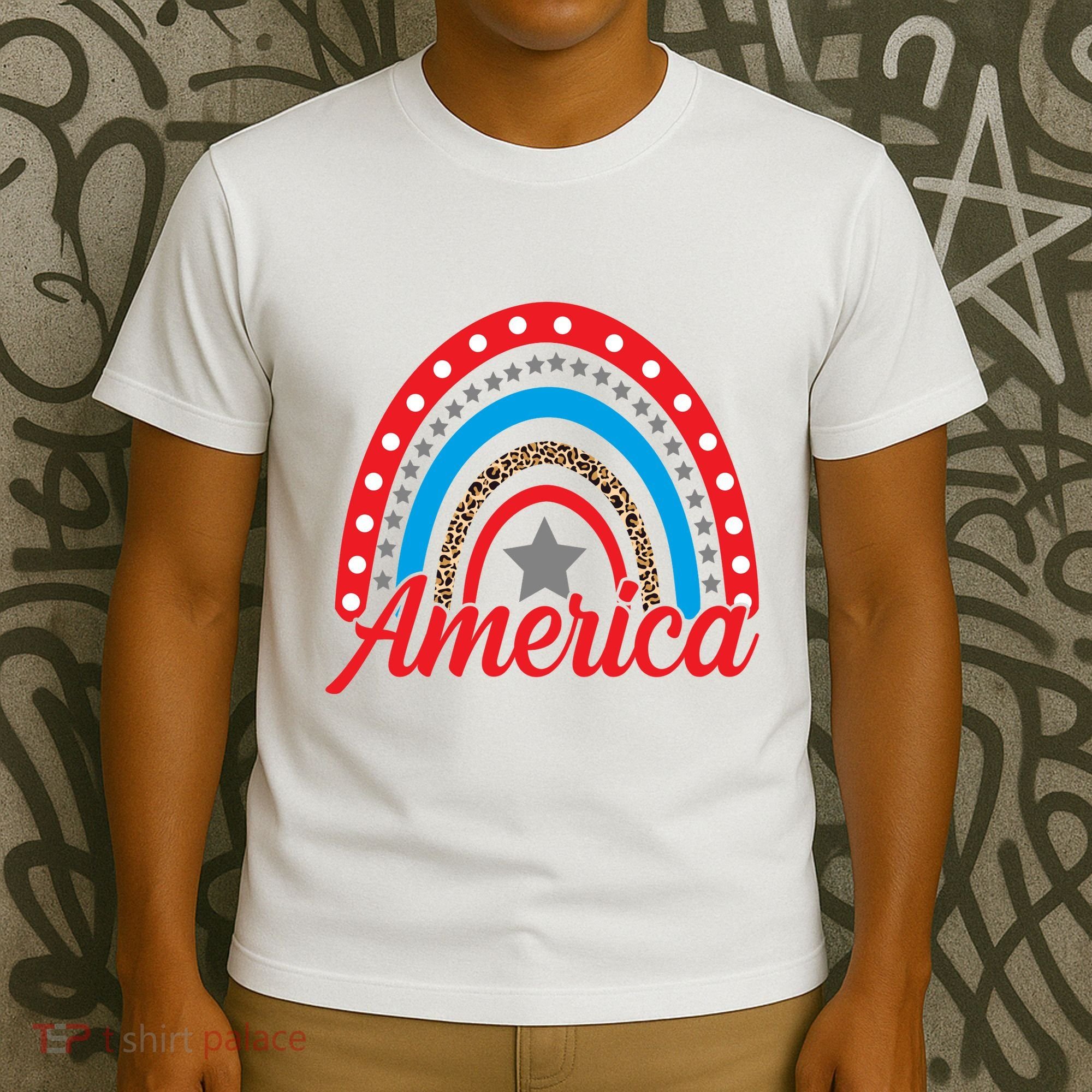 America Rainbow Star 4th Of July T-Shirt