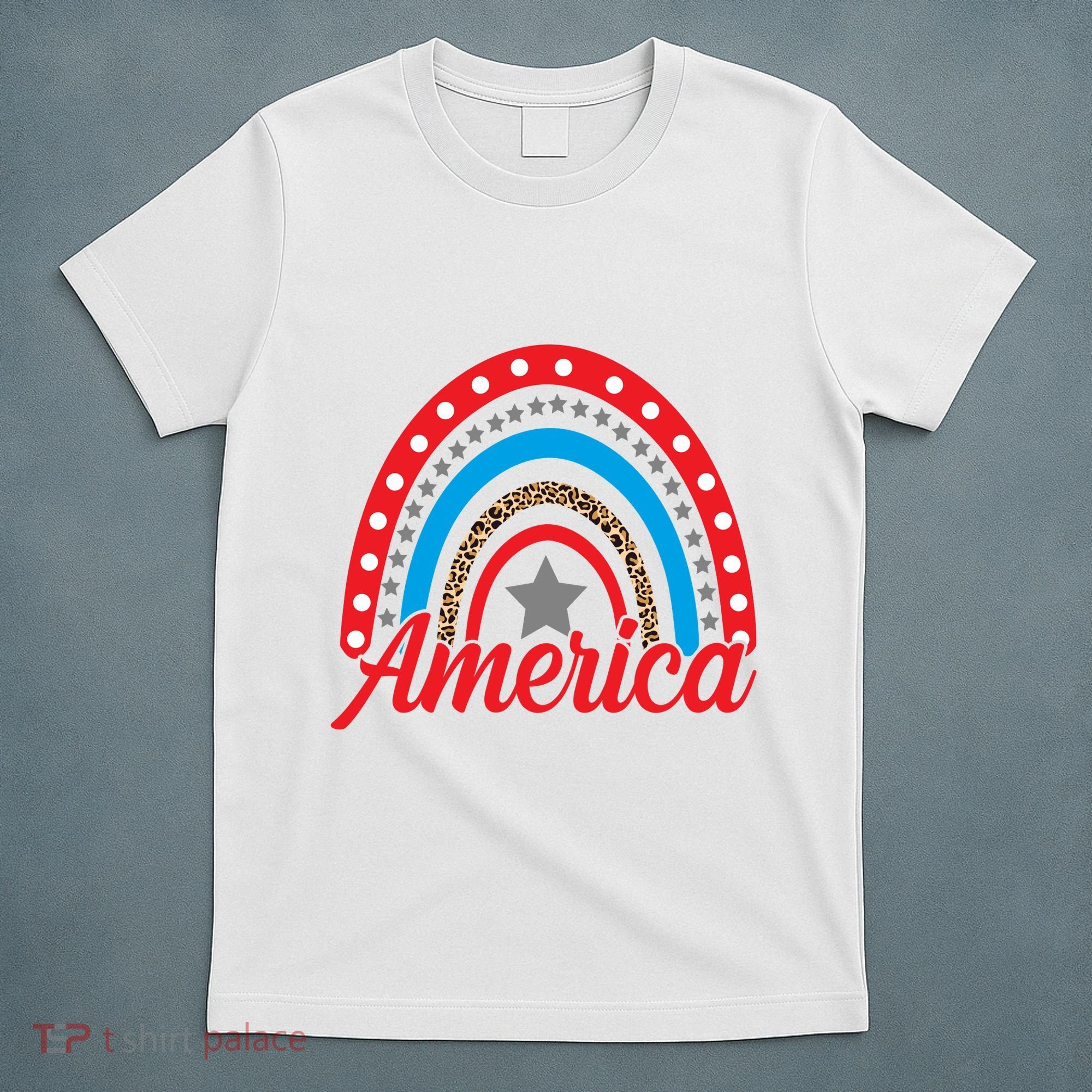 America Rainbow Star 4th Of July T-Shirt