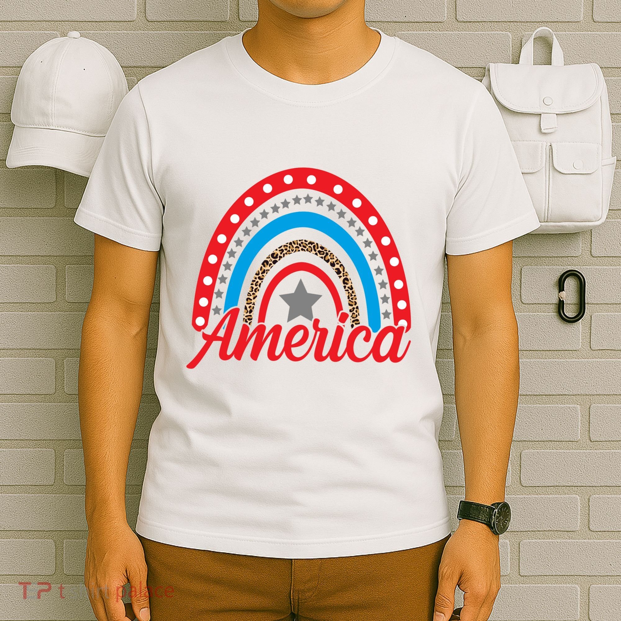 America Rainbow Star 4th Of July T-Shirt