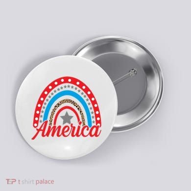 America Rainbow Star 4th Of July Button