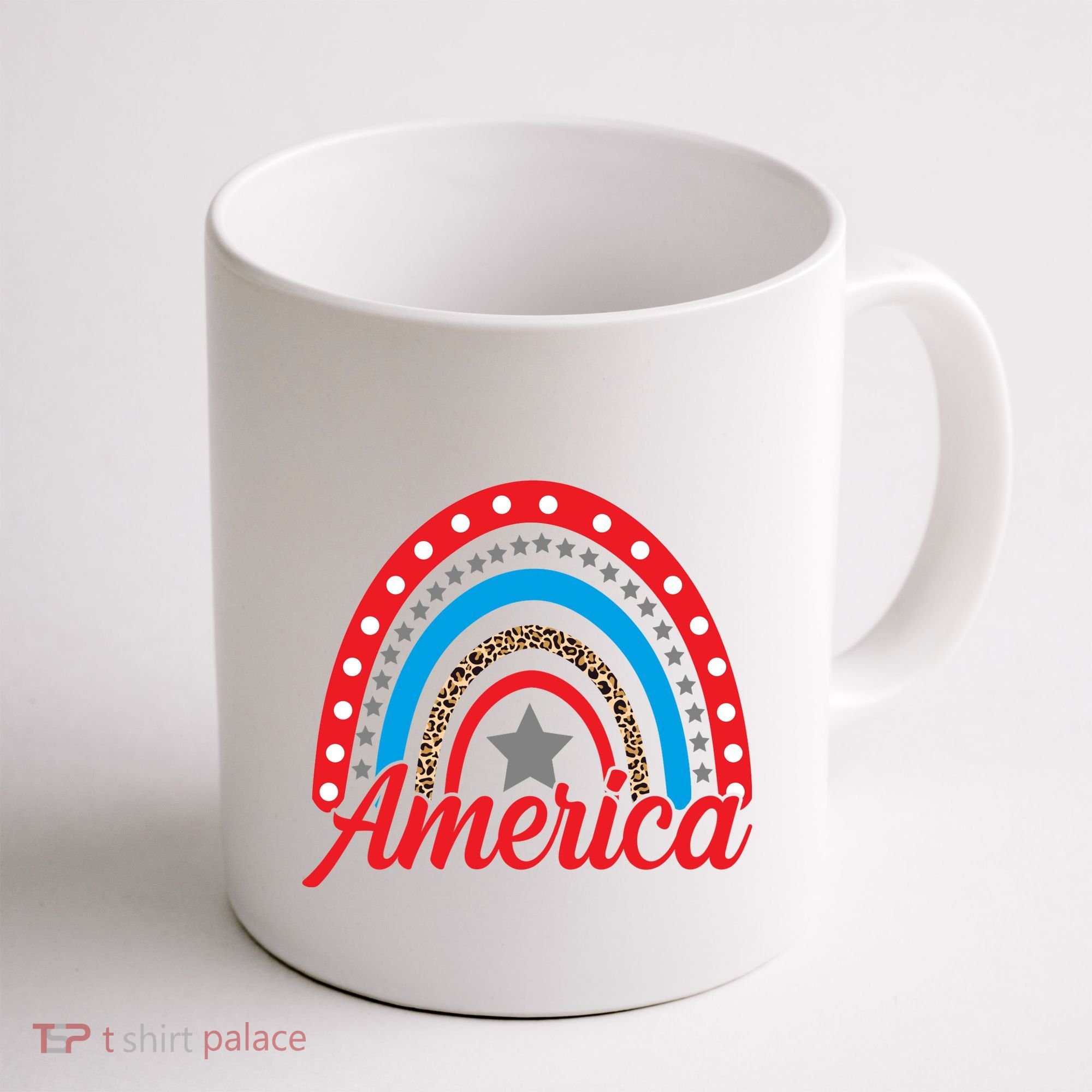 America Rainbow Star 4th Of July Coffee Mug