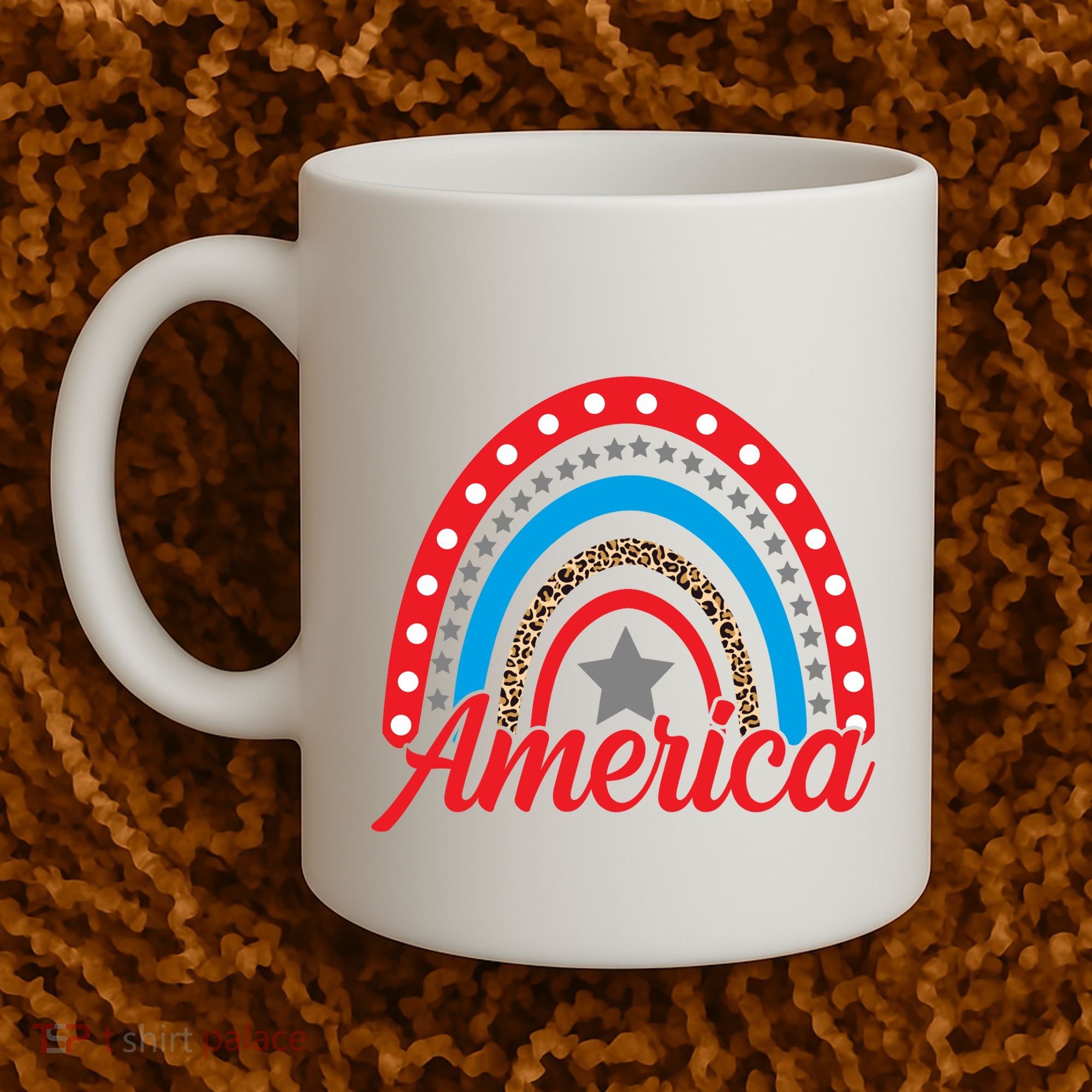America Rainbow Star 4th Of July Coffee Mug