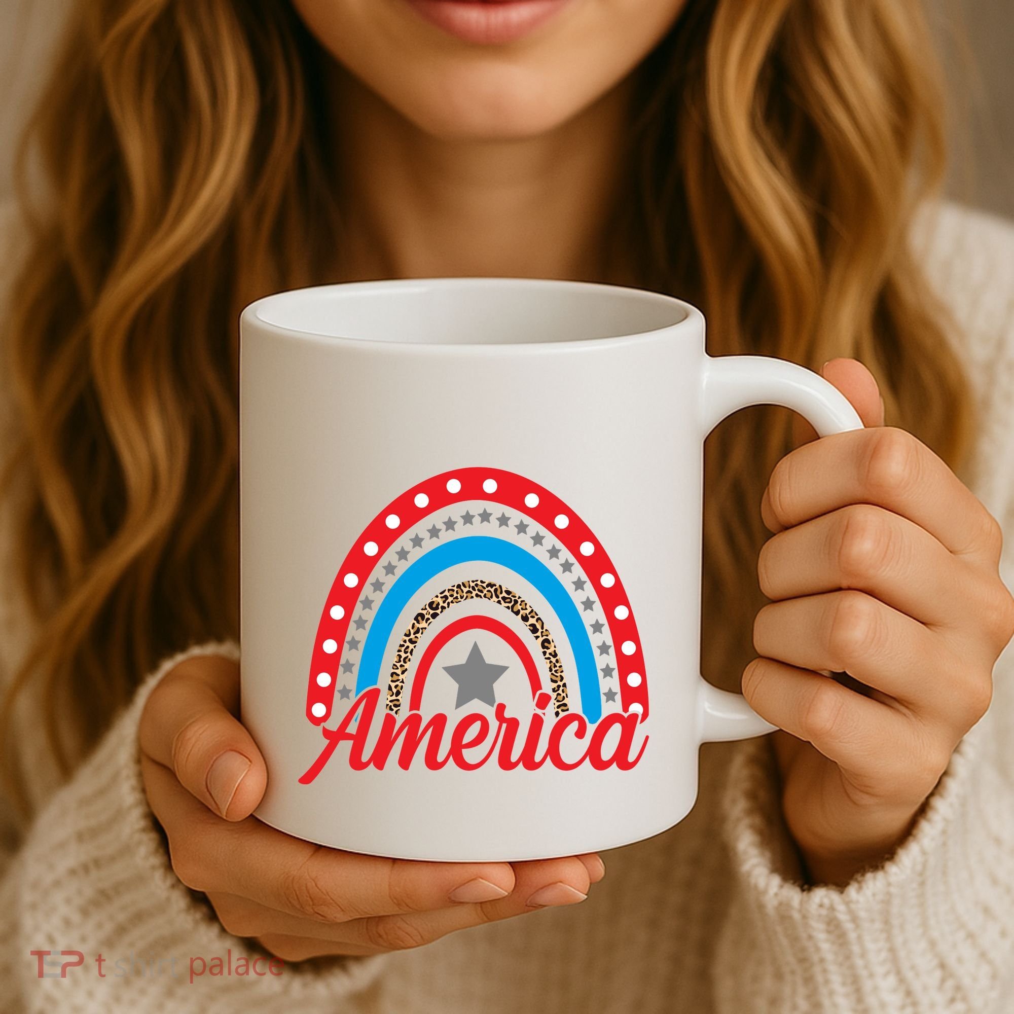 America Rainbow Star 4th Of July Coffee Mug