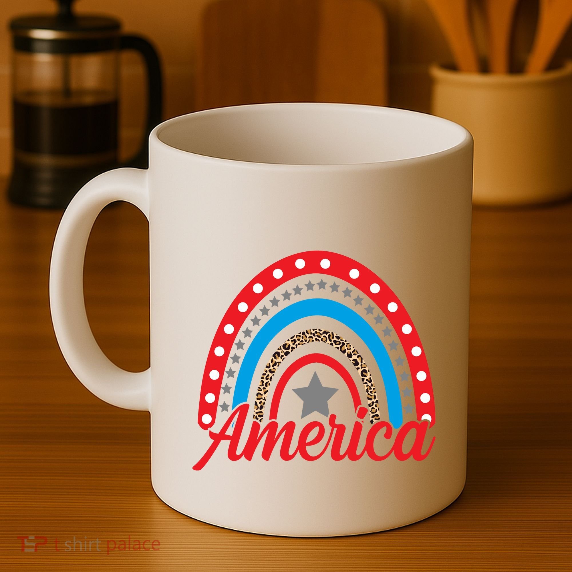 America Rainbow Star 4th Of July Coffee Mug