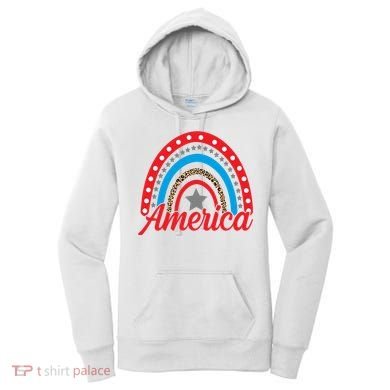 America Rainbow Star 4th Of July Women's Hoodie