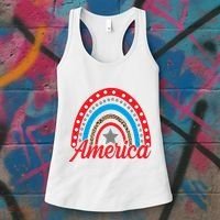 America Rainbow Star 4th Of July Women's Tank Top thumb 3