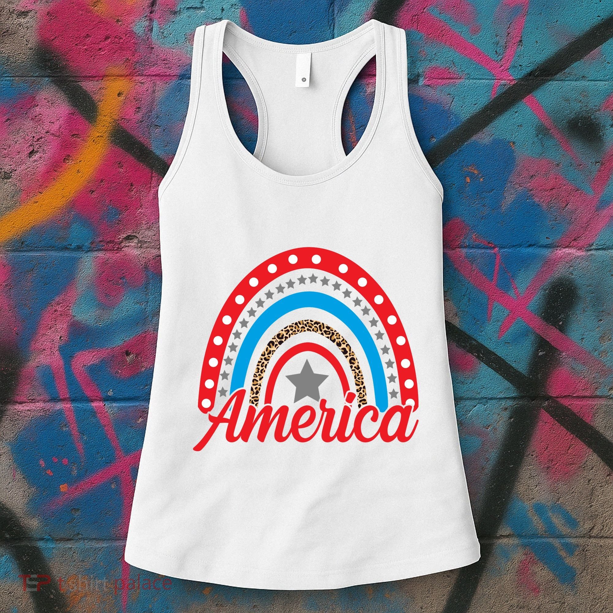 America Rainbow Star 4th Of July Women's Tank Top
