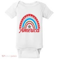 America Rainbow Star 4th Of July Baby Bodysuit thumb 0