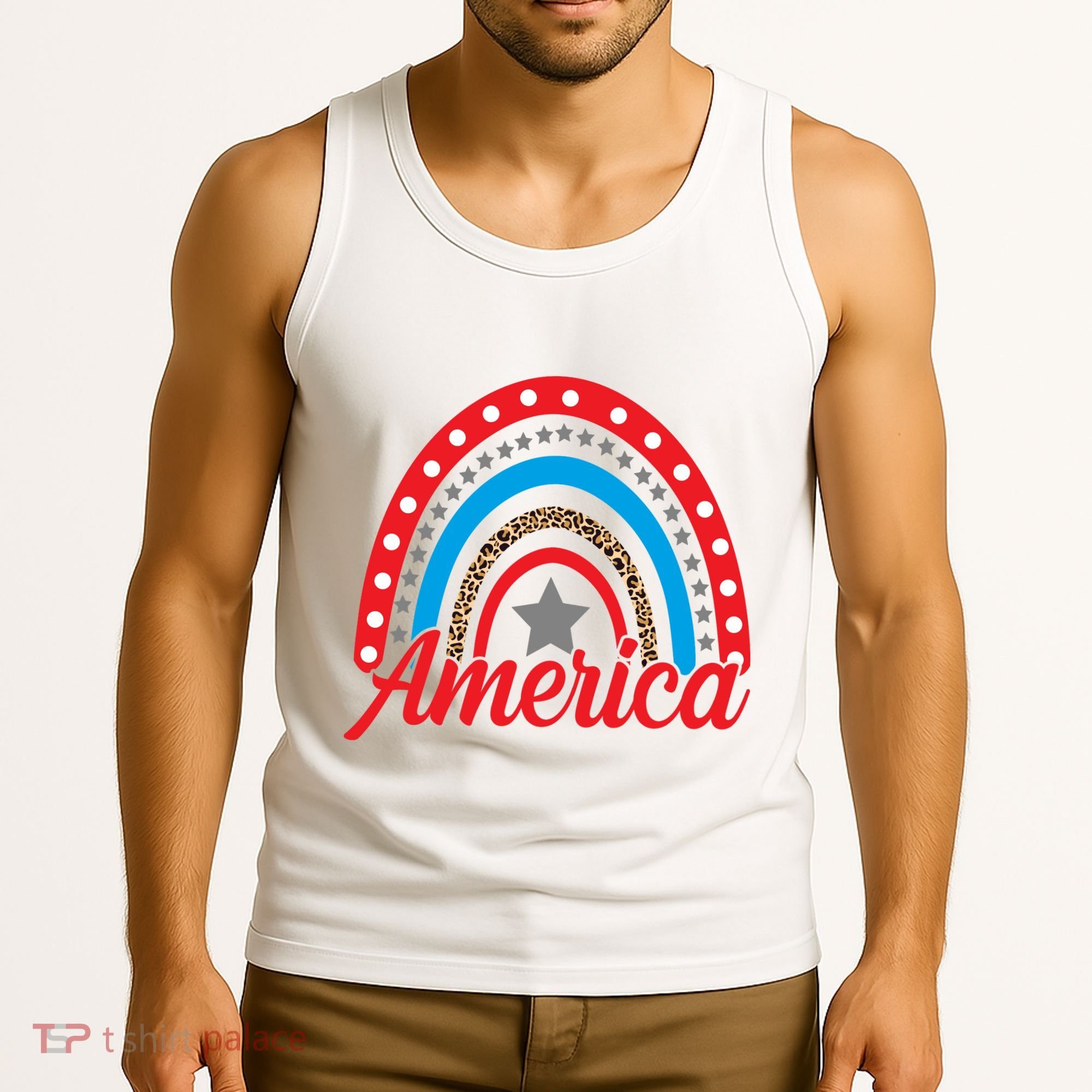 America Rainbow Star 4th Of July Tank Top