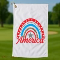 America Rainbow Star 4th Of July Golf Towel thumb 1