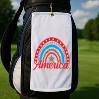 America Rainbow Star 4th Of July Golf Towel thumb 2