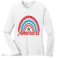 America Rainbow Star 4th Of July Women's Long Sleeve Shirt thumb 0