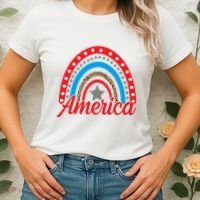 America Rainbow Star 4th Of July Women's T-Shirt thumb 2