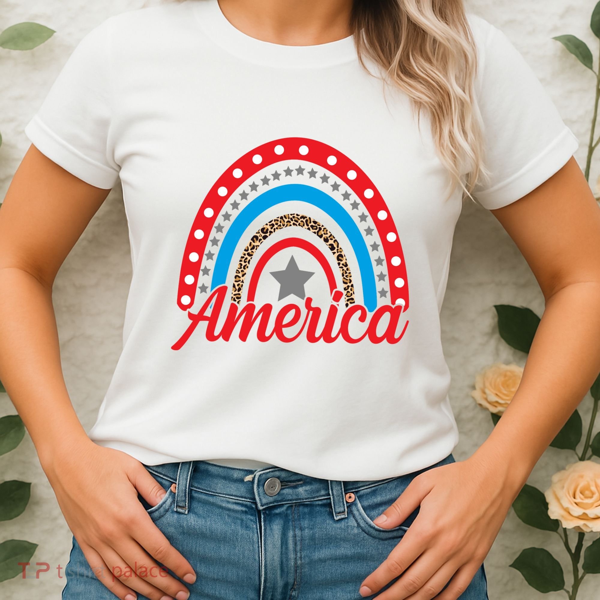 America Rainbow Star 4th Of July Women's T-Shirt
