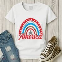 America Rainbow Star 4th Of July Women's T-Shirt thumb 3