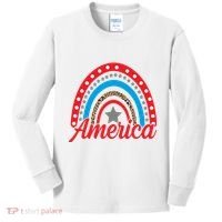 America Rainbow Star 4th Of July Kids Long Sleeve Shirt thumb 0