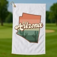 Arizona Retro Sunset Golf Towel thumb 1