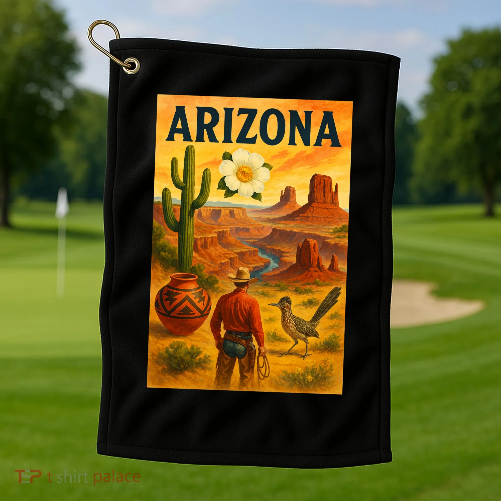 Arizona Retro Sunset Golf Towel