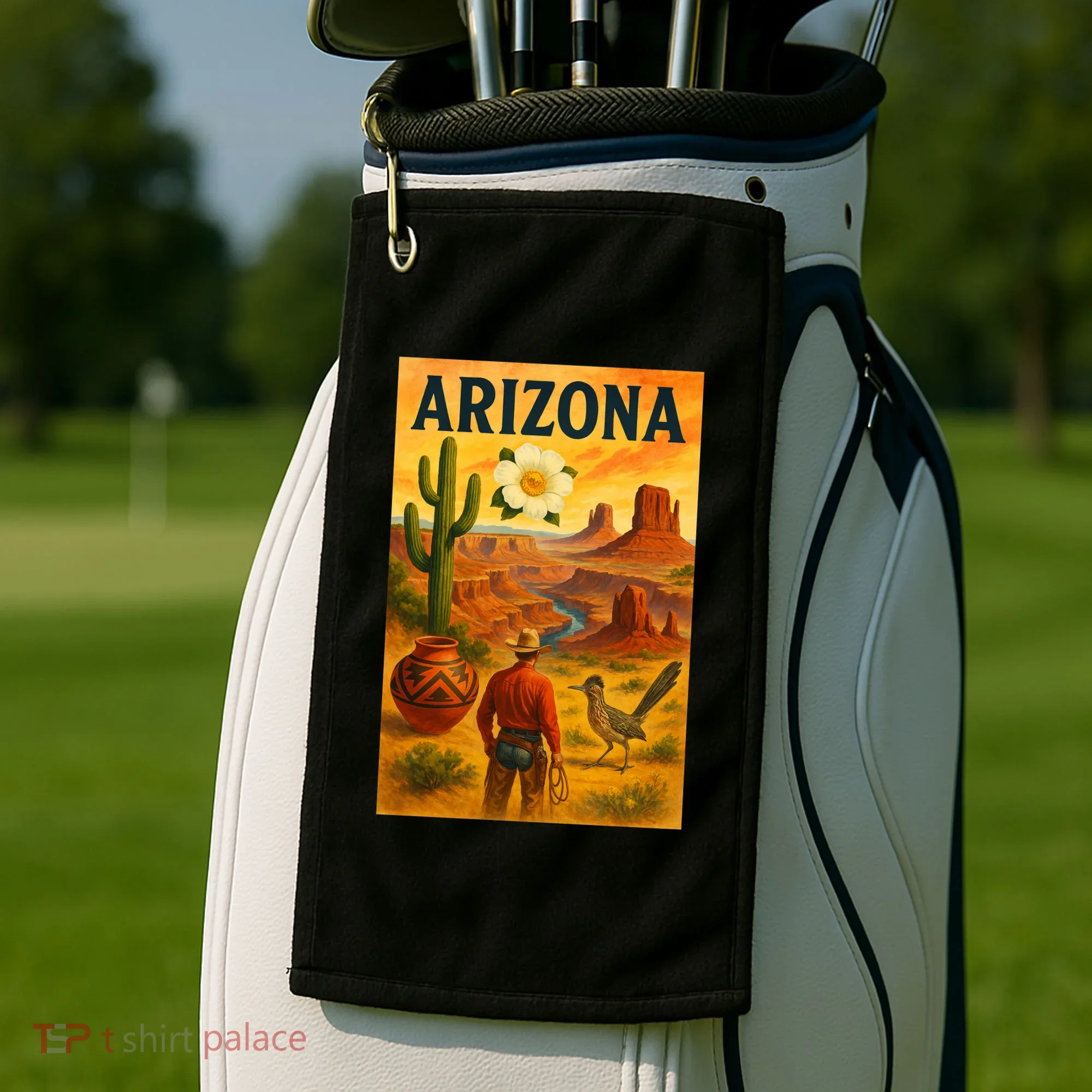 Arizona Retro Sunset Golf Towel