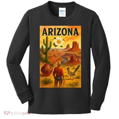 Arizona Retro Sunset Kids Long Sleeve Shirt
