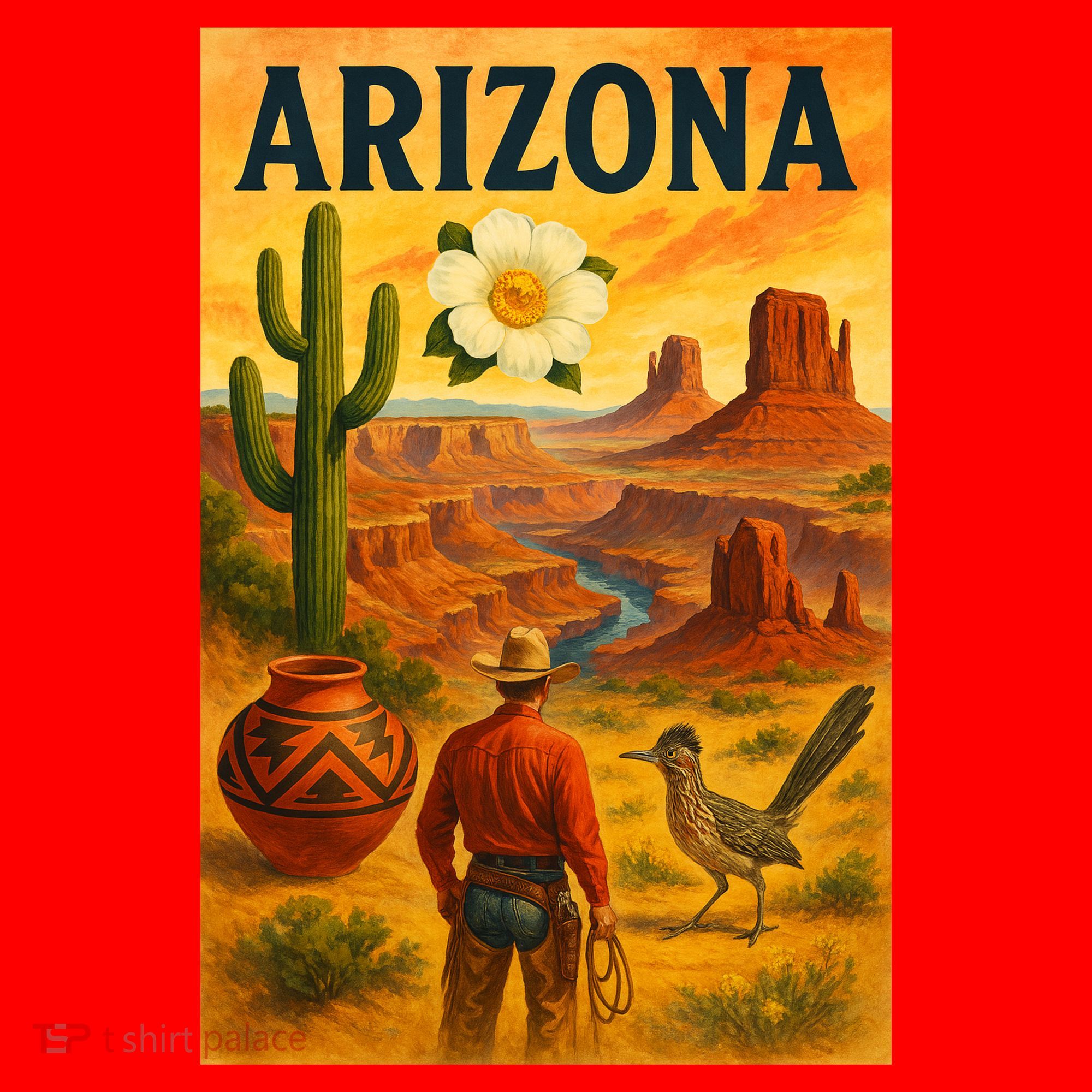 Arizona Retro Sunset Santa Hat