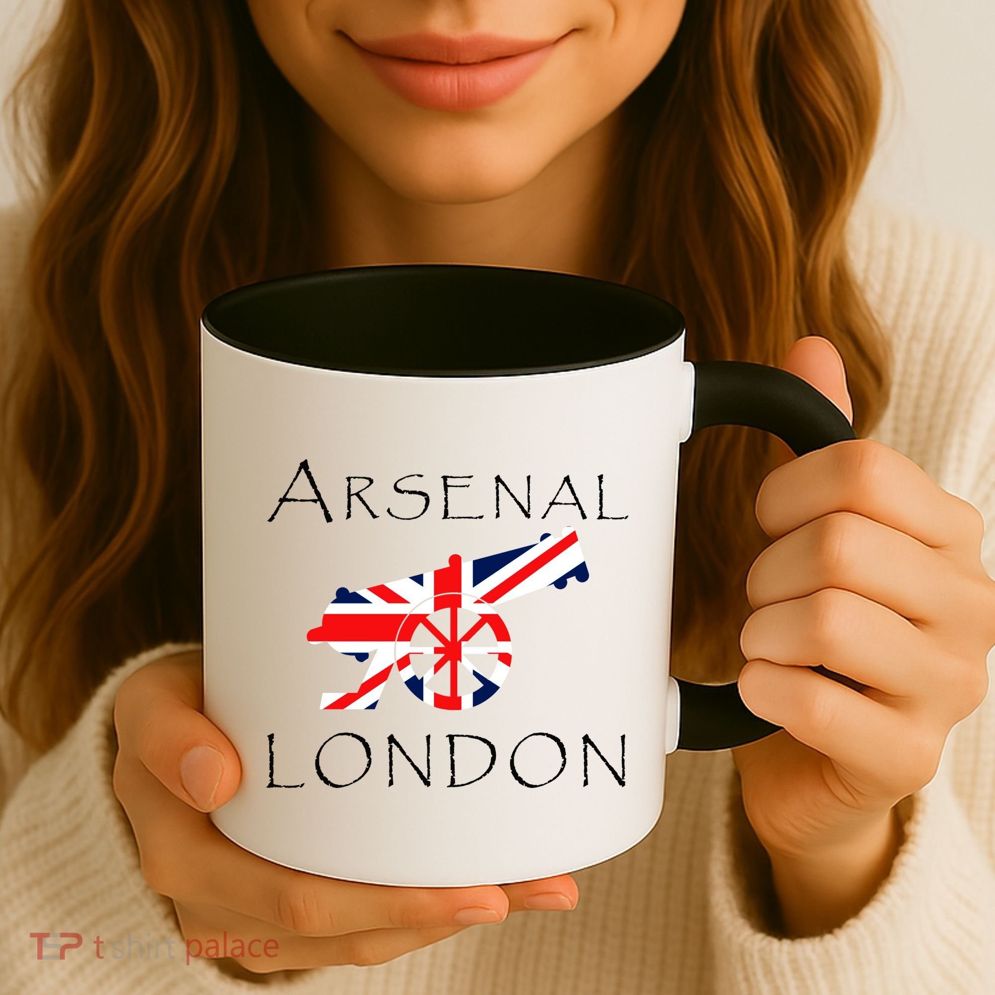 Arsenal London Soccer Jersey Cannon Union Jack  Coffee Mug