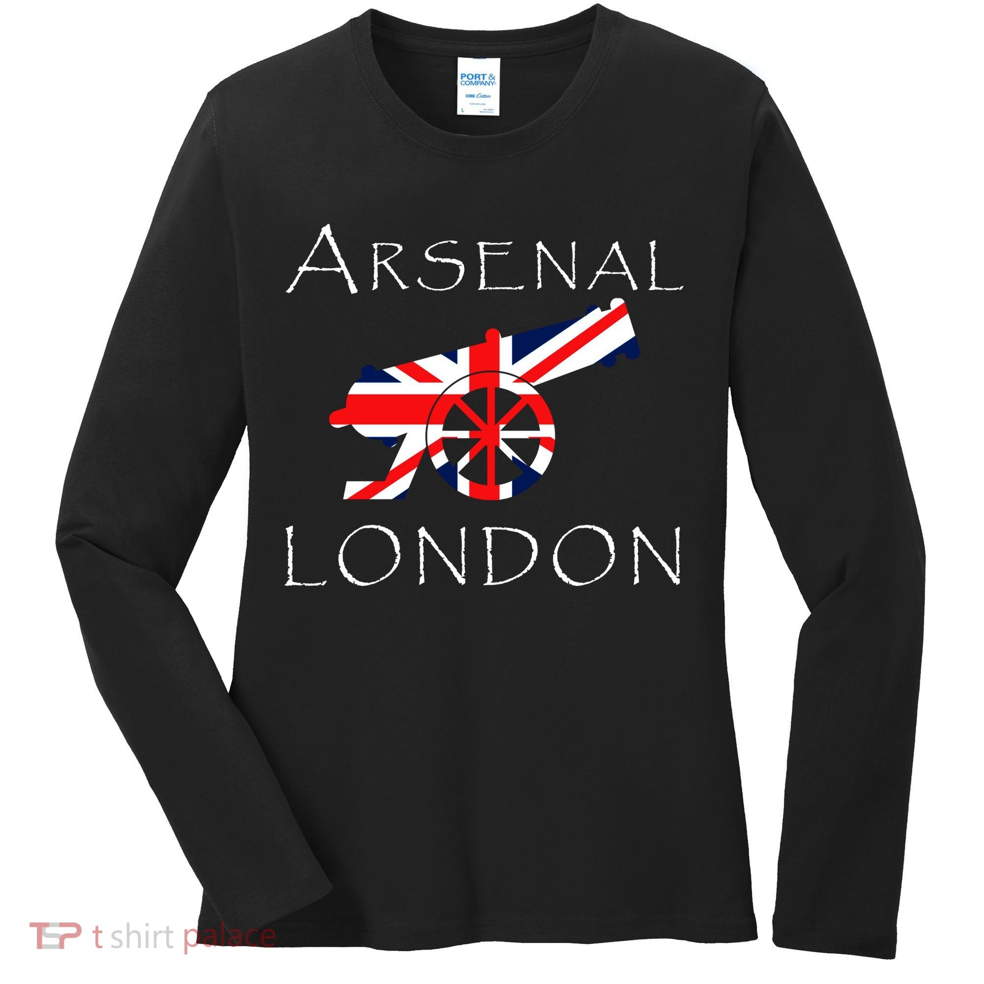 Arsenal London Soccer Jersey Cannon Union Jack  Women's Long Sleeve Shirt
