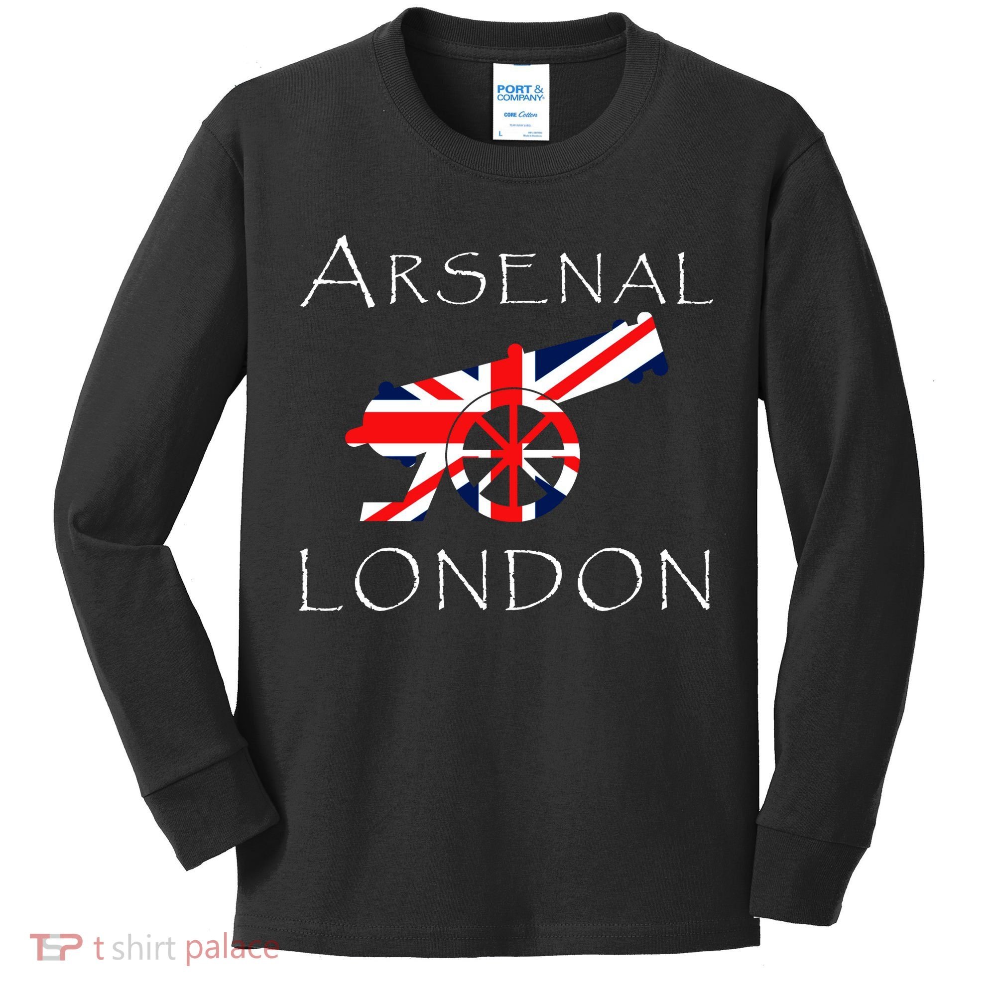 Arsenal London Soccer Jersey Cannon Union Jack  Kids Long Sleeve Shirt