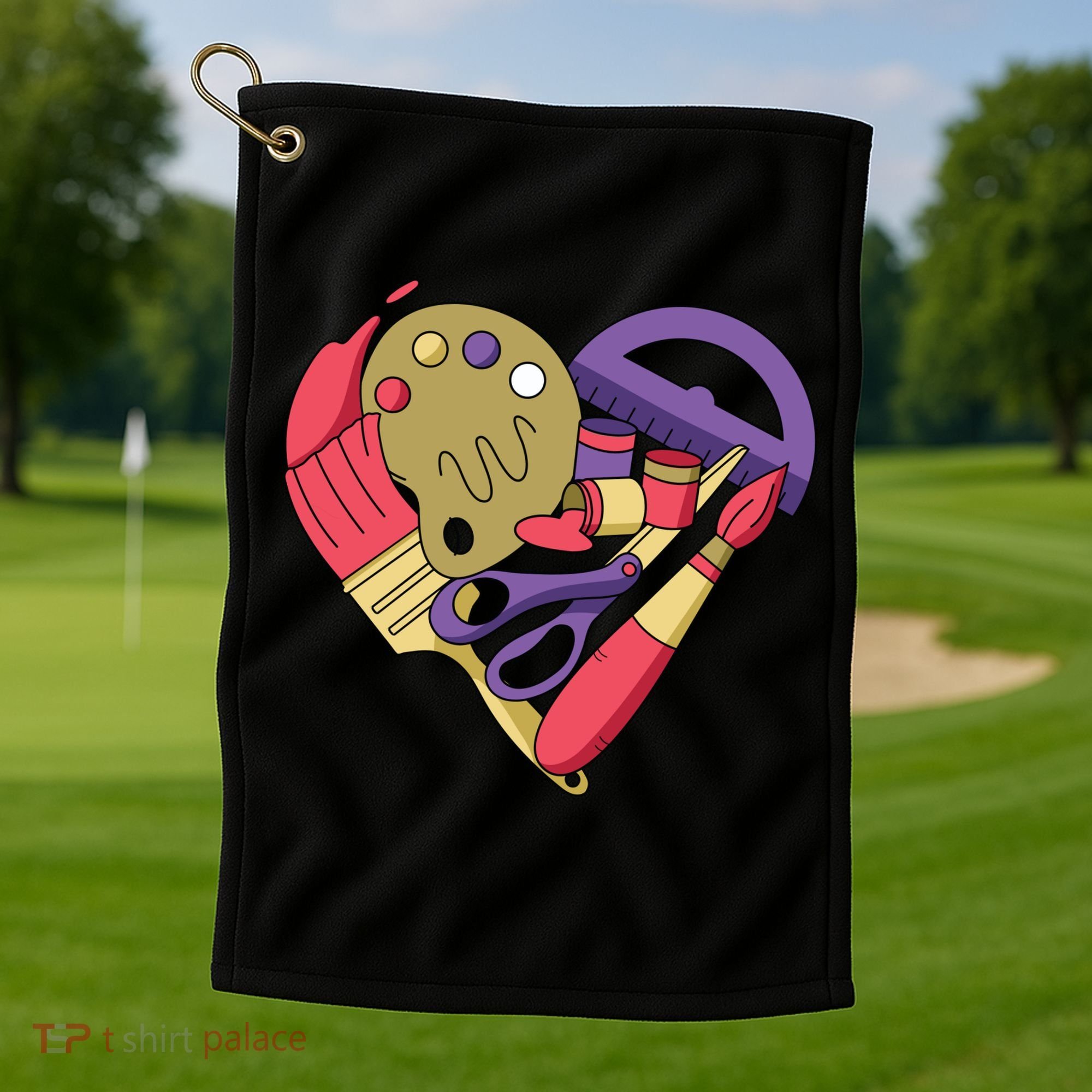 Art Supplies Heart Golf Towel