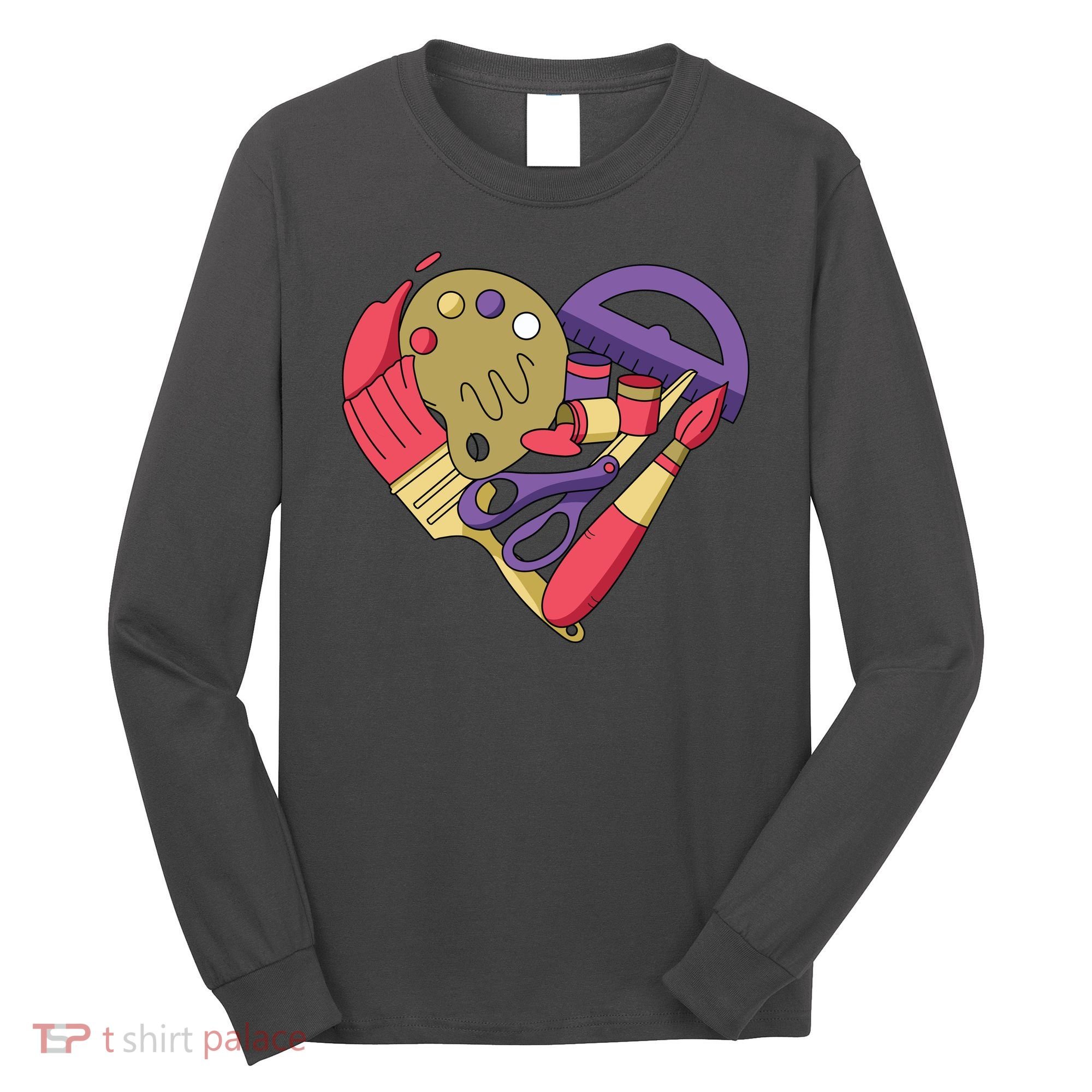 Art Supplies Heart Long Sleeve Shirt
