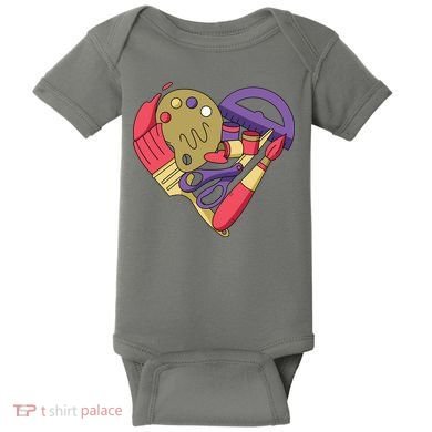 Art Supplies Heart Baby Bodysuit