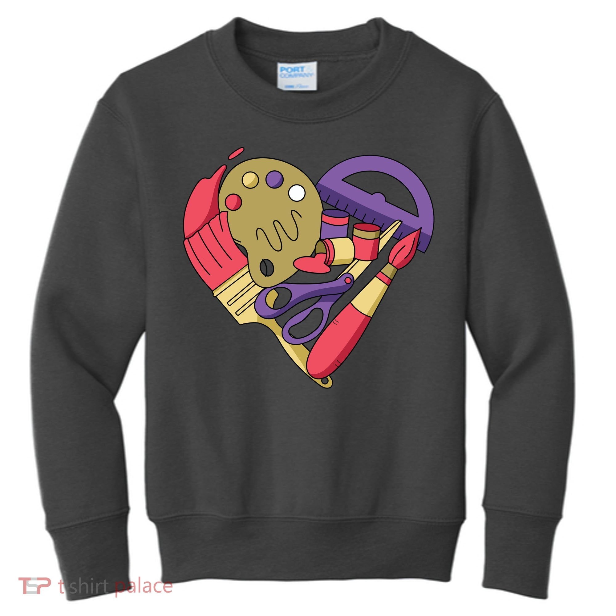Art Supplies Heart Kids Sweatshirt