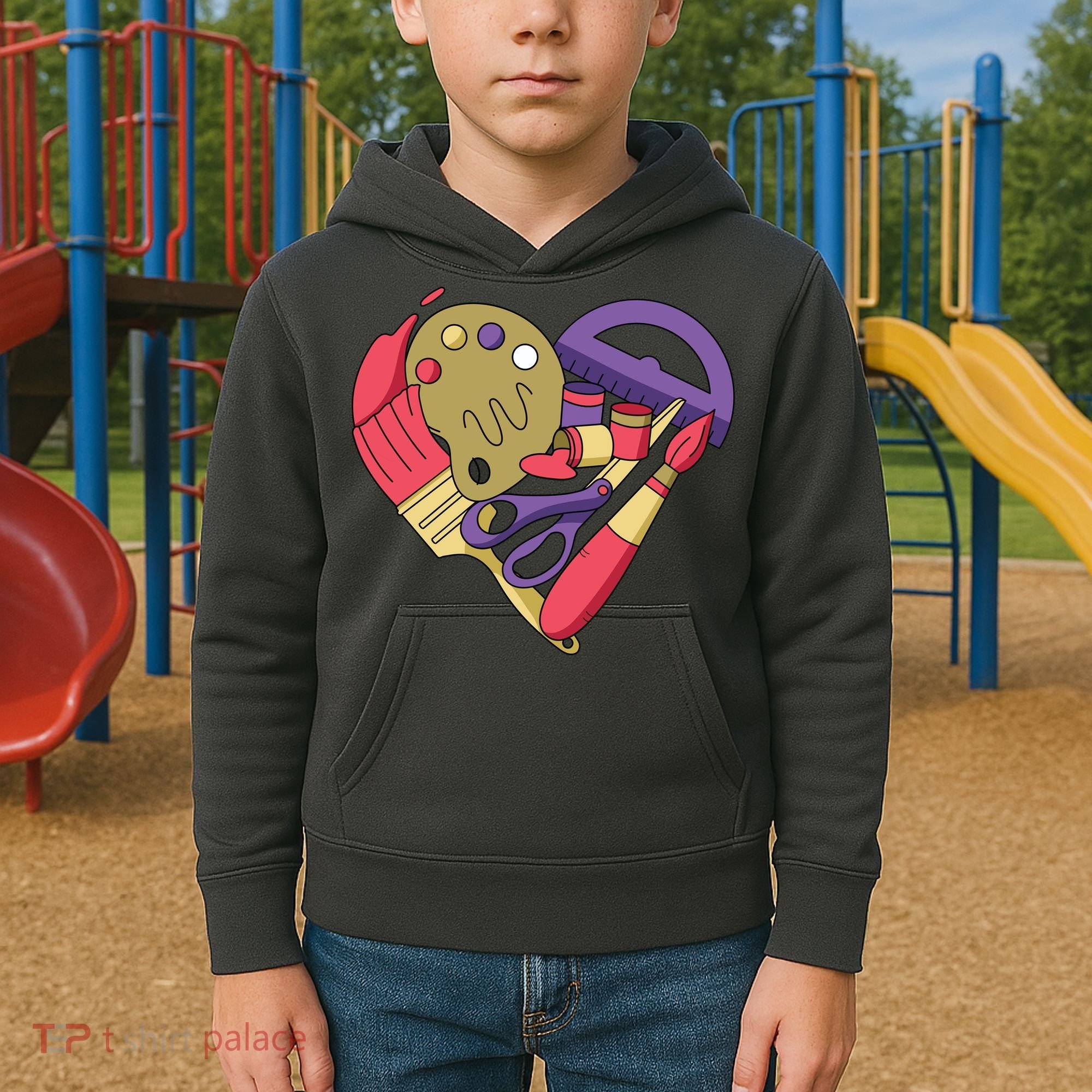 Art Supplies Heart Kids Hoodie