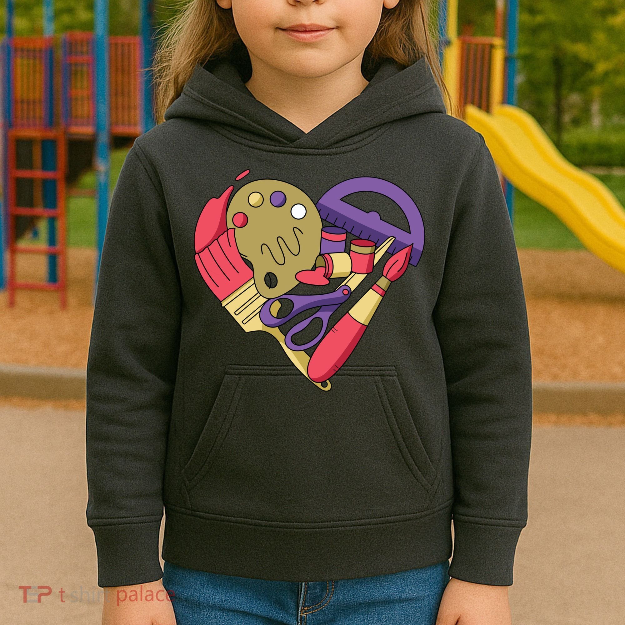 Art Supplies Heart Kids Hoodie