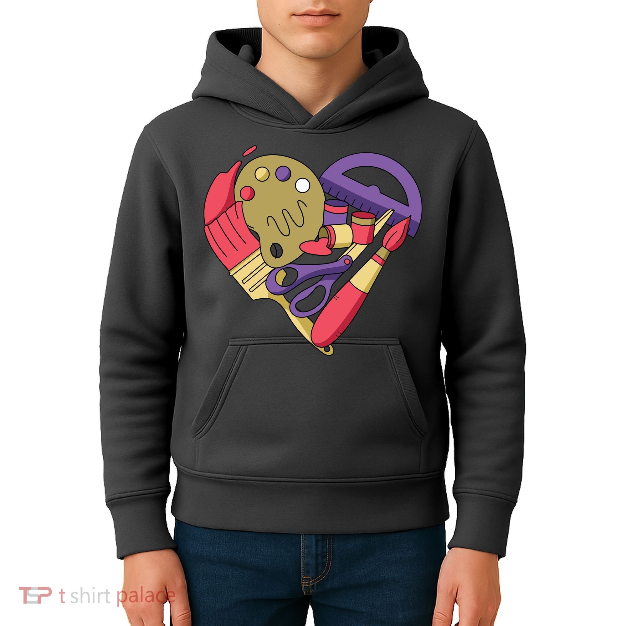 Art Supplies Heart Kids Hoodie
