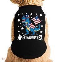 Amerisaurus Rex T Rex Dinosaur American Flag USA 4th Of July Doggie Tank thumb 0